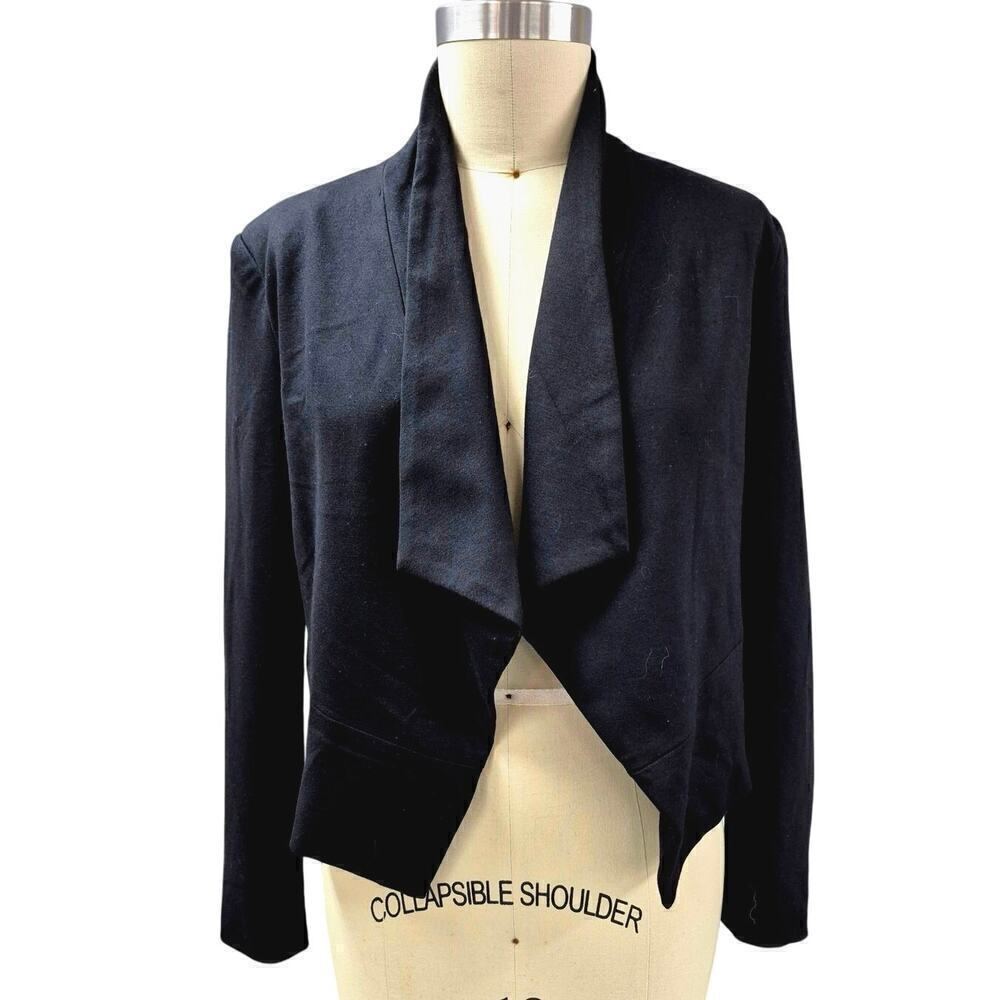 NWT Tahari Short Black Open Dress Jacket Rayon Blend Satin Lined Sz 10 NWT